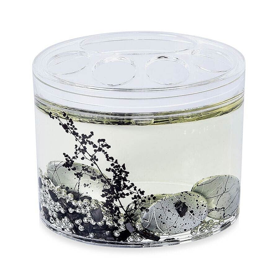 Set of 4 - Bathroom Set with Shungite (Includes Shampoo Dispenser, Toothbrush Holder, Tumbler and Soap Dish) - Black