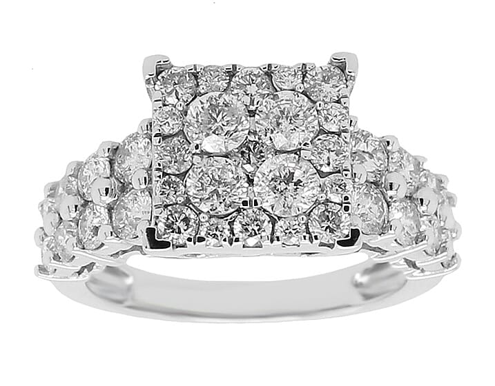 NY Close Out Deal 14K White Gold Diamond (Rnd) (I1-I2/G-H) Ring 2.00 Ct.