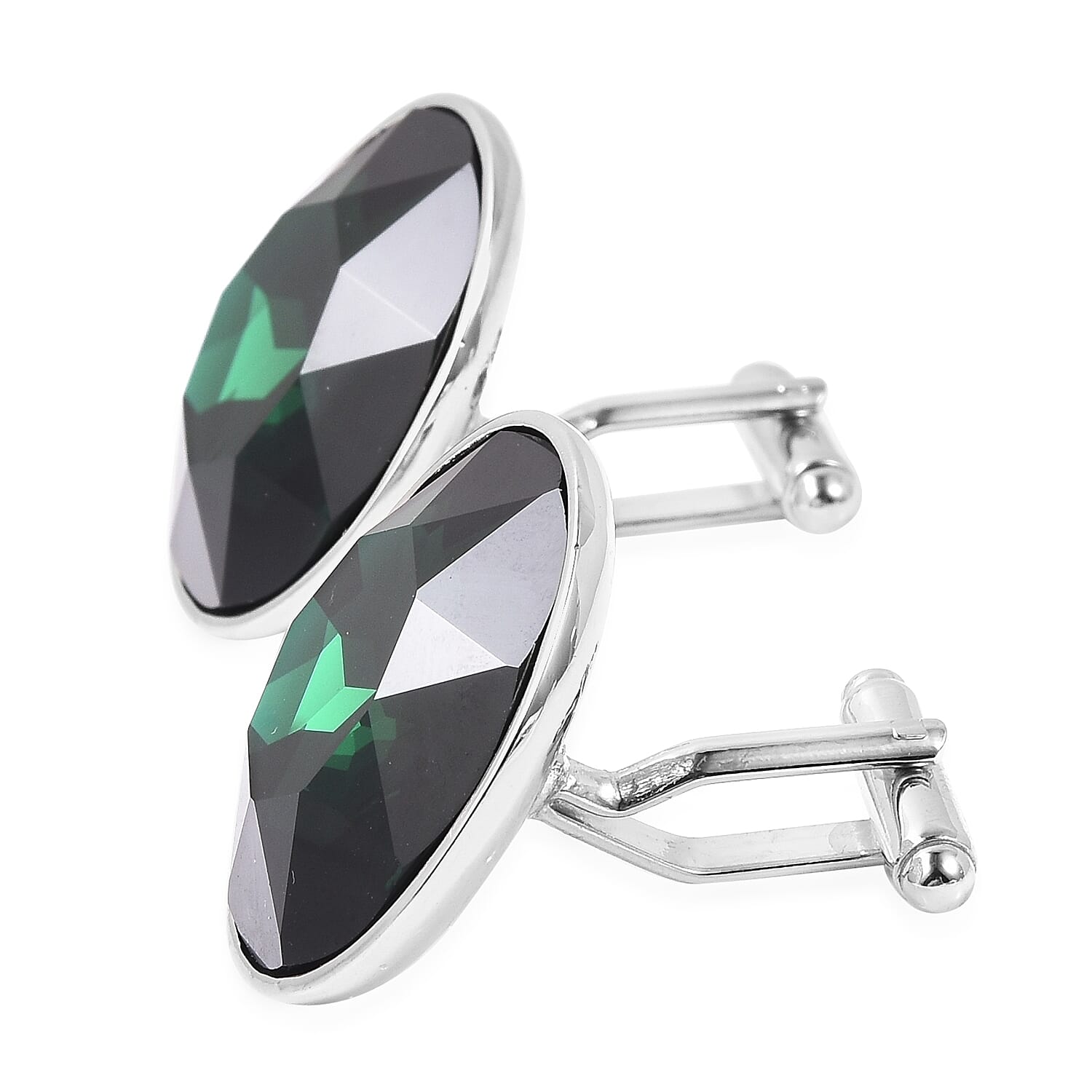 WILLIAM HUNT Simulated Chrome Diopside (Rnd) Cufflink in Silver Tone