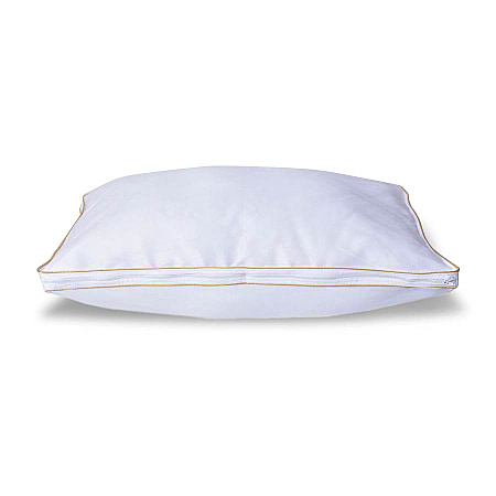 Faux Down White Hotel Super Soft Pillow Cover with Golden Piping