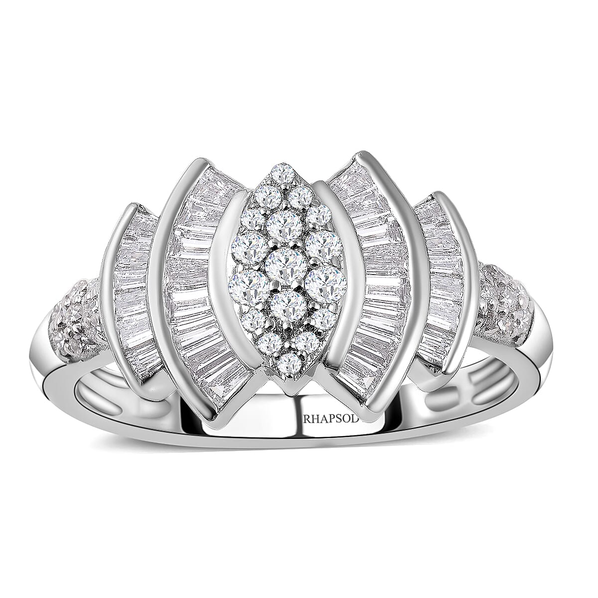 RHAPSODY 950 Platinum IGI Certified Diamond (VS-E-F) Ring 0.75 Ct.