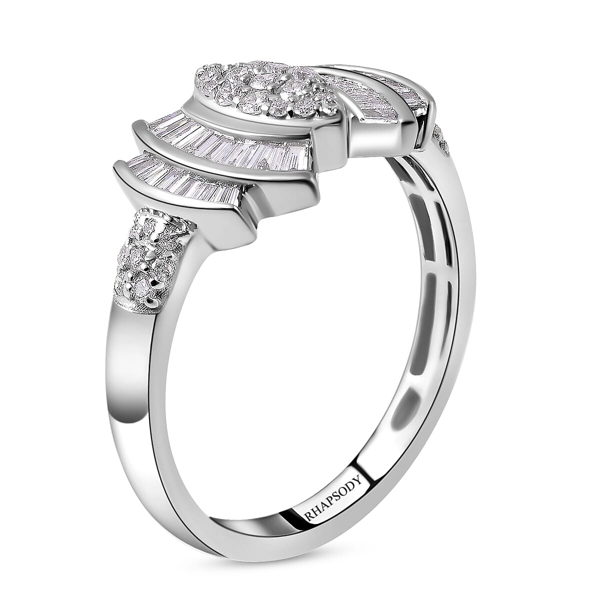 RHAPSODY 950 Platinum IGI Certified Diamond (VS-E-F) Ring 0.75 Ct.