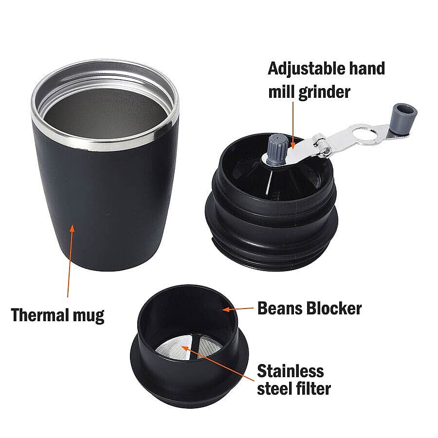 Portable Coffee Grinder (Size 8.6x18.6 cm) - Black