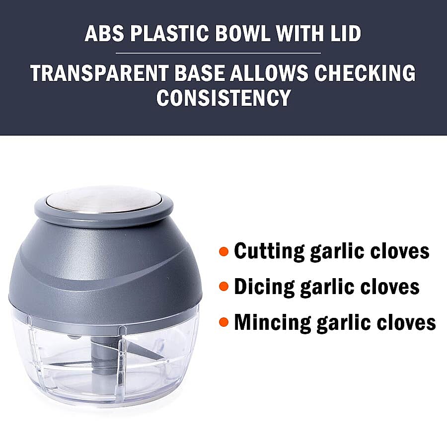 2 Piece Set - 3 in 1 Electric Sharpener for Knives, Scissors & Screwdrivers with Garlic Mincer (Size 8.6x8.8 cm) (2xAA Battery not Included) - Grey and Black