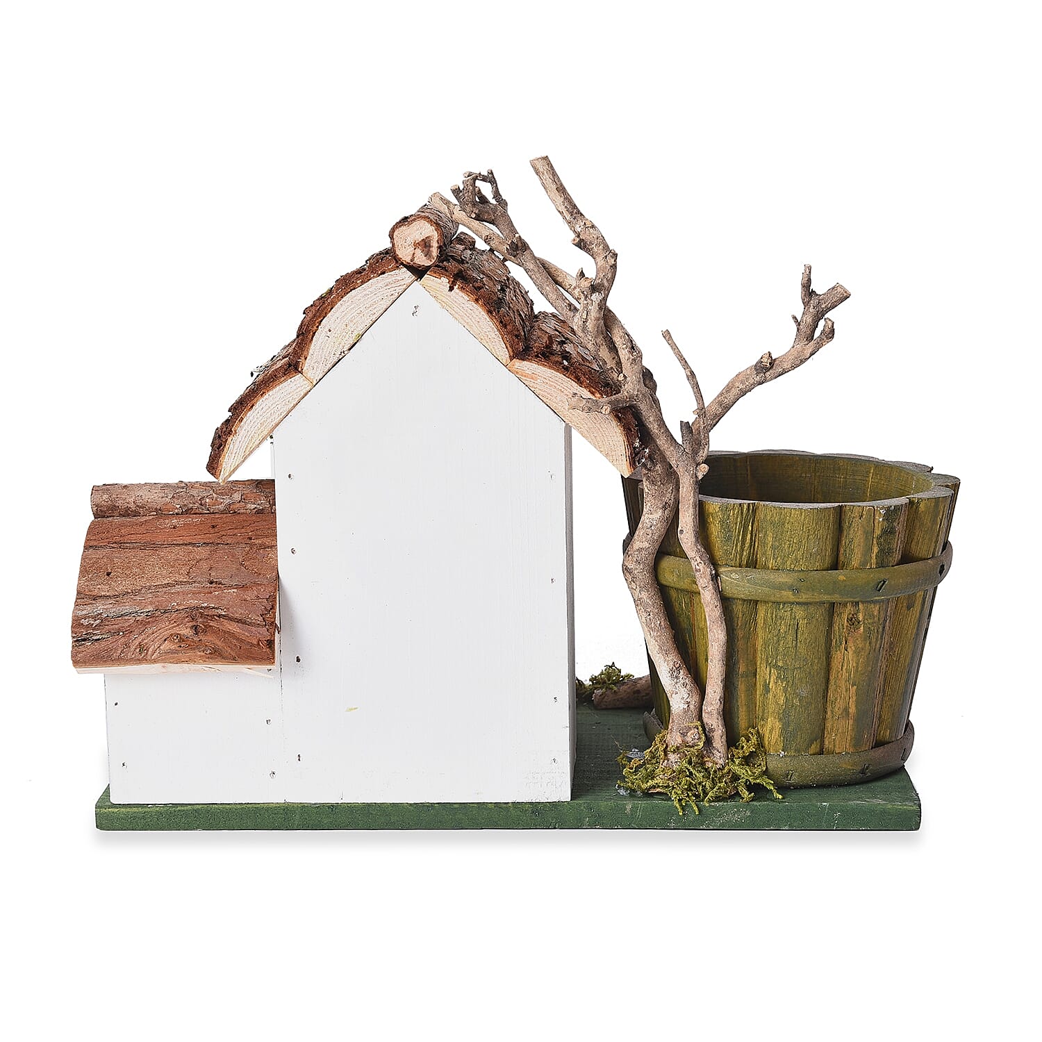 Handmade Wooden Bird house and Bird Feeder (Size 28x13x22 Cm) - White