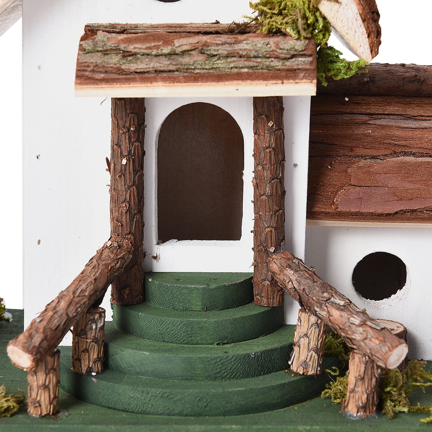 Handmade Wooden Bird house and Bird Feeder (Size 28x13x22 Cm) - White