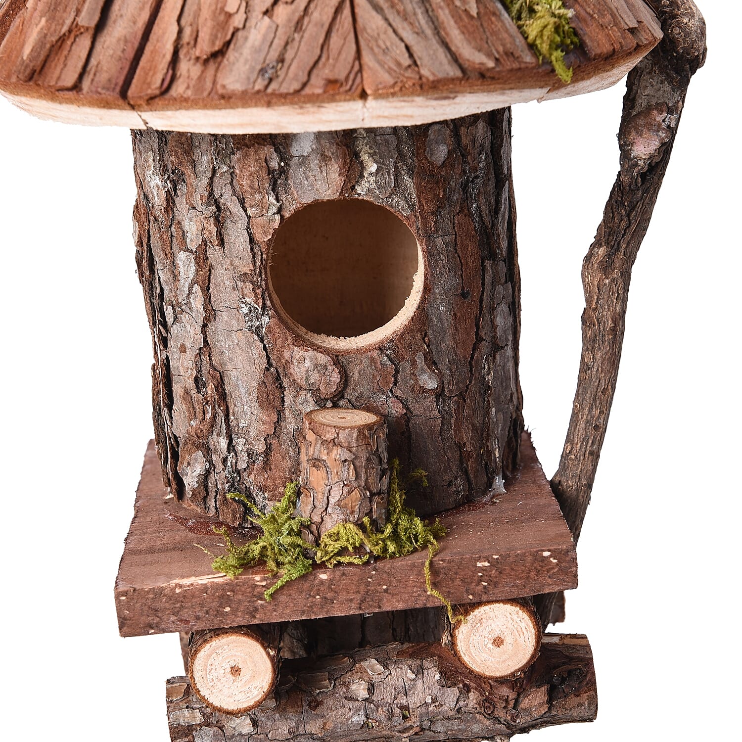 Handmade Wooden Bird house and Bird Feeder (Size 18x14x40 Cm) - Natural