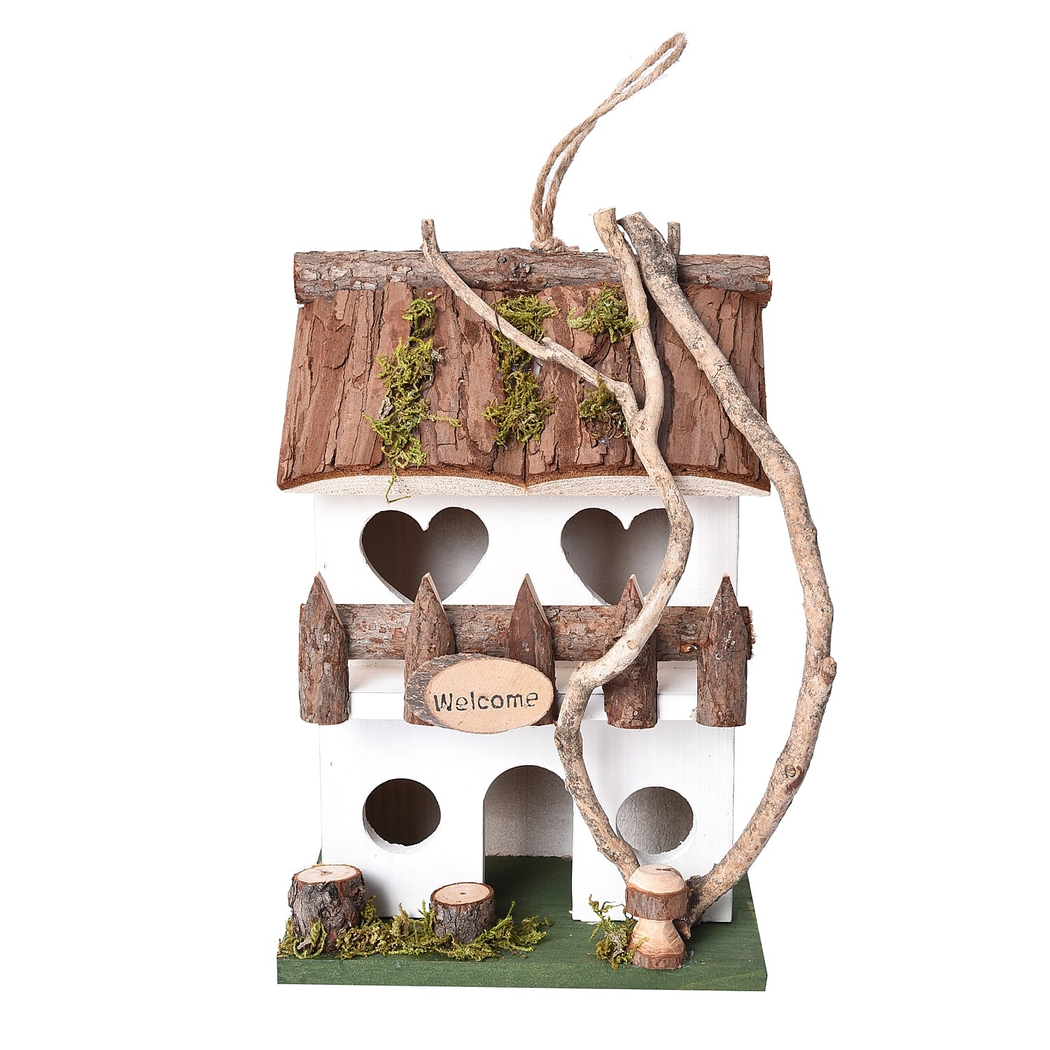 Handmade Wooden Bird House (Size 18x12x18 Cm) - White