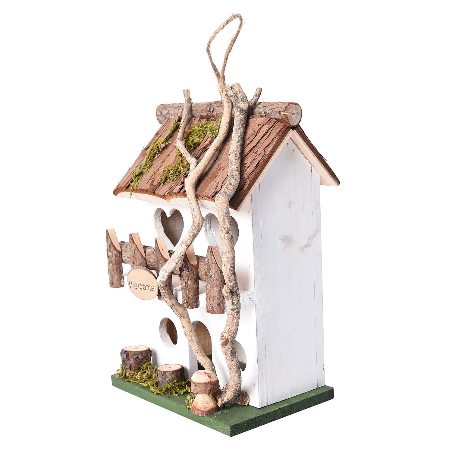 Handmade Wooden Bird House (Size 18x12x18 Cm) - White
