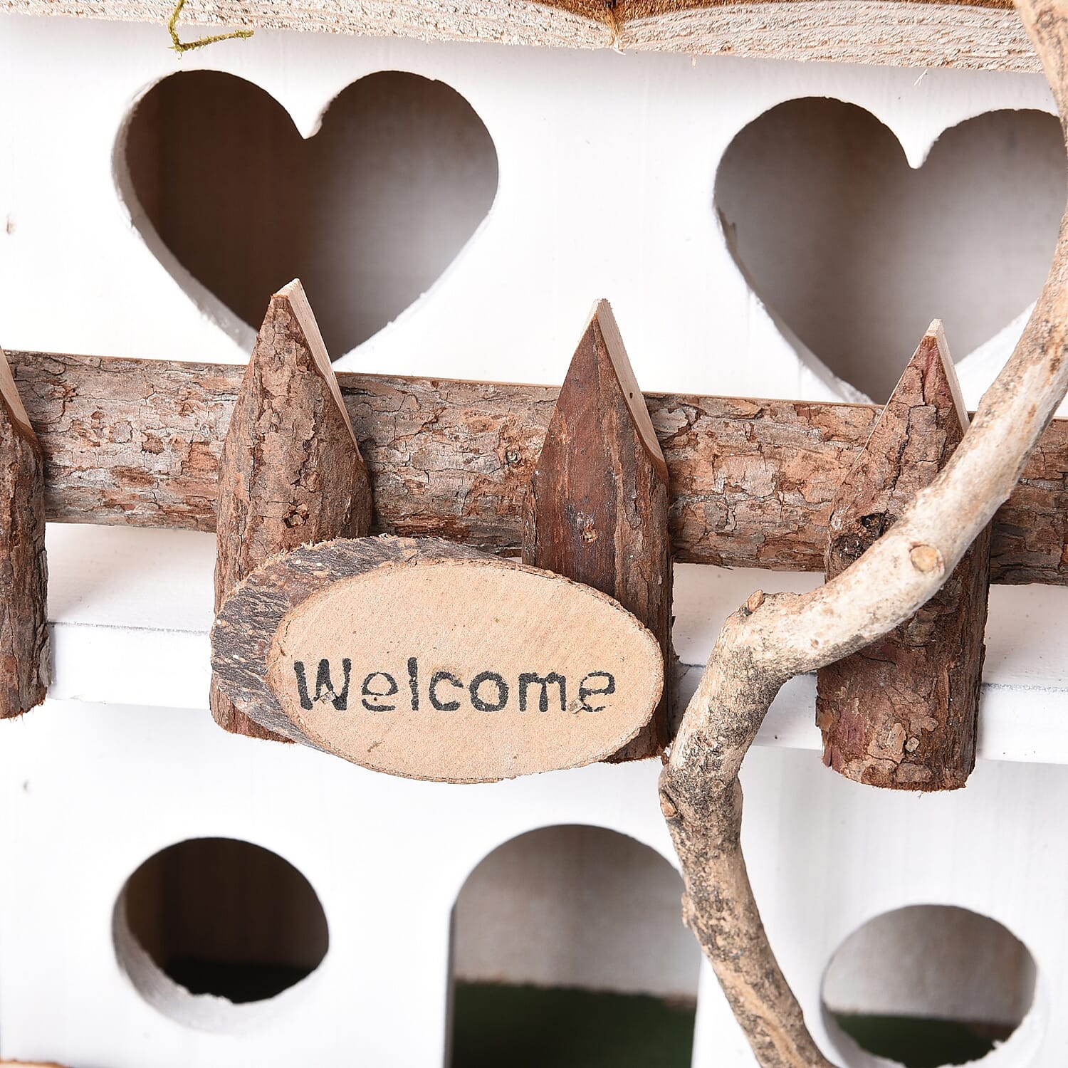 Handmade Wooden Bird House (Size 18x12x18 Cm) - White