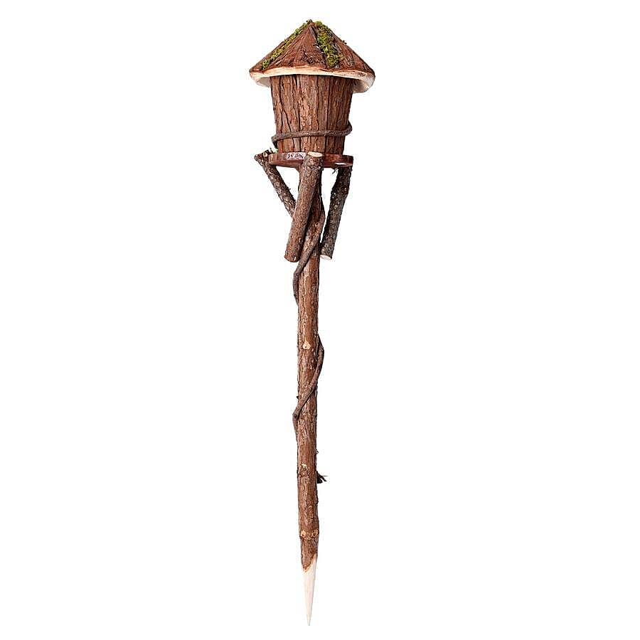 Handmade Wooden Bird House with Stand (Size 80x16x16 Cm) - Natural