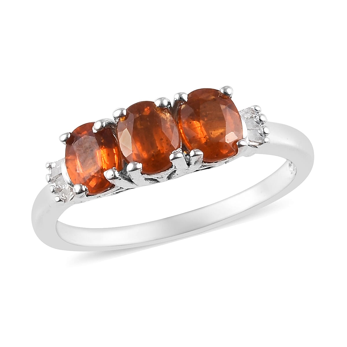 Very Rare Tanzanian Nani Hill Orange Kyanite and Diamond Ring in Platinum Overlay Sterling Silver 1.28 Ct.