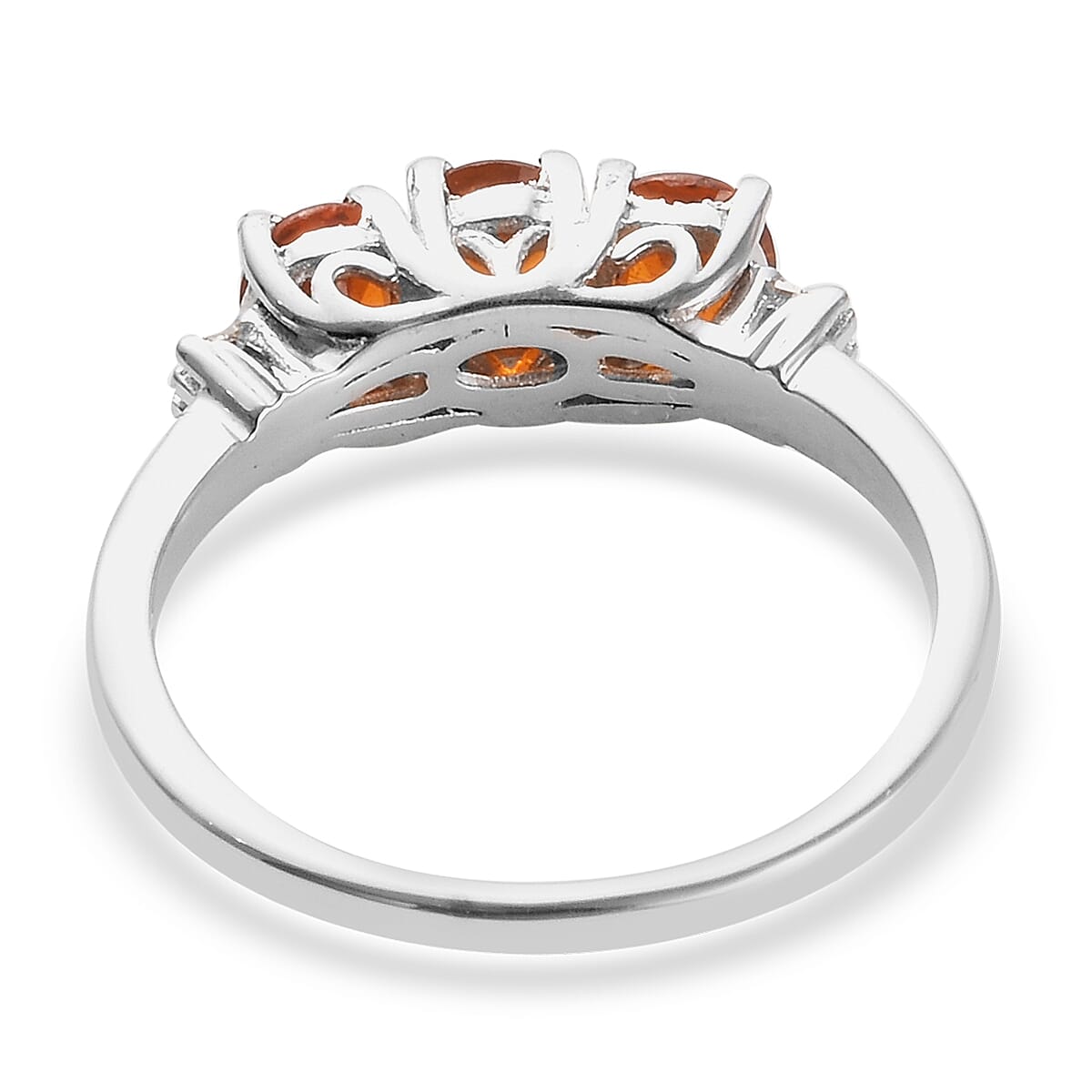 Very Rare Tanzanian Nani Hill Orange Kyanite and Diamond Ring in Platinum Overlay Sterling Silver 1.28 Ct.