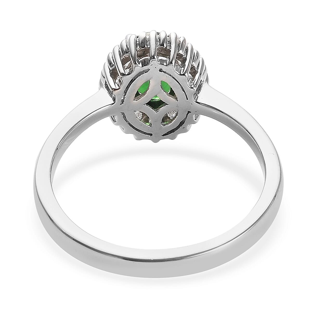RHAPSODY 950 Platinum AAAA Tsavorite Garnet (Ovl 7x5 mm) and Diamond (VS-E-F) Ring 1.00 Ct.