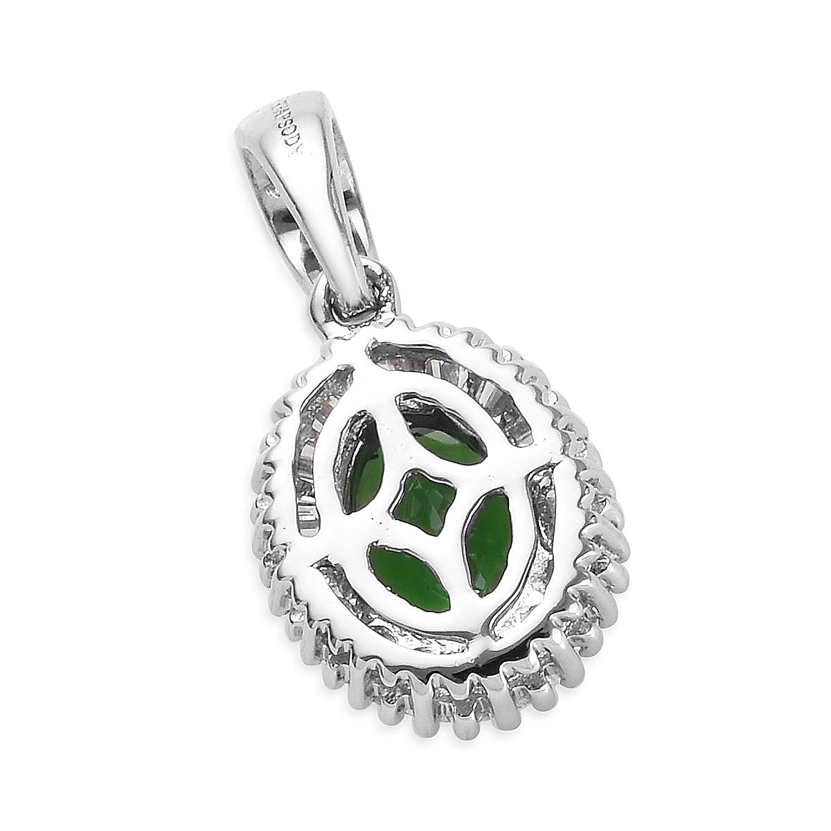 RHAPSODY 950 Platinum AAAA Tsavorite Garnet (Ovl 7x5 mm) and Diamond (VS-E-F) Pendant 1.00 Ct.