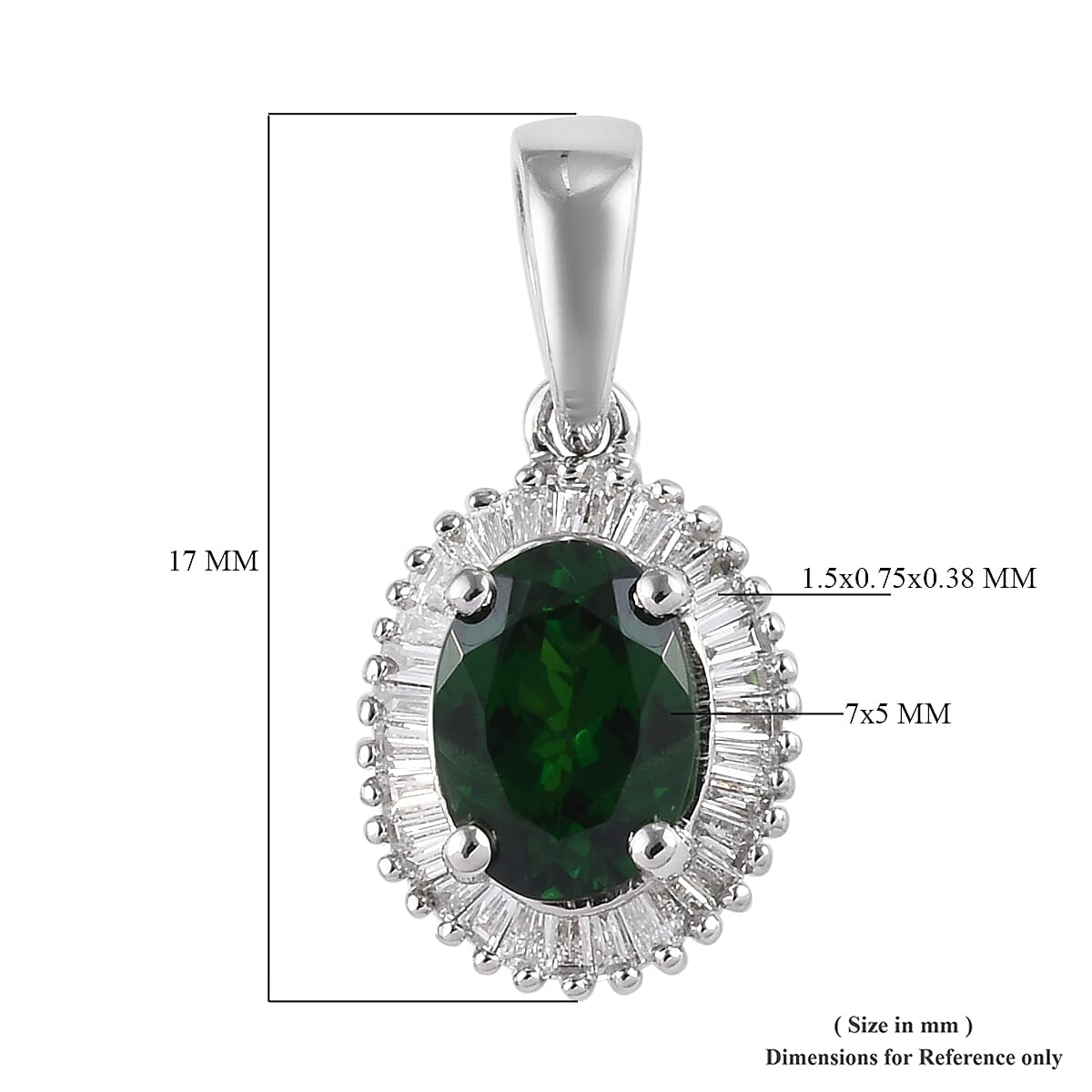 RHAPSODY 950 Platinum AAAA Tsavorite Garnet (Ovl 7x5 mm) and Diamond (VS-E-F) Pendant 1.00 Ct.