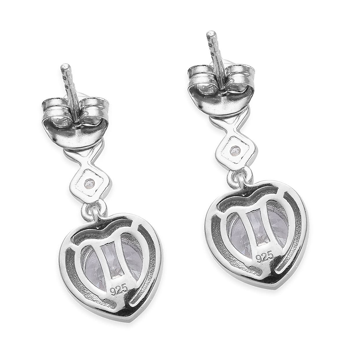 Lustro Stella Platinum Overlay Sterling Silver (Rnd) Earrings (with Push Back) Made with Finest CZ 2.69 Ct.
