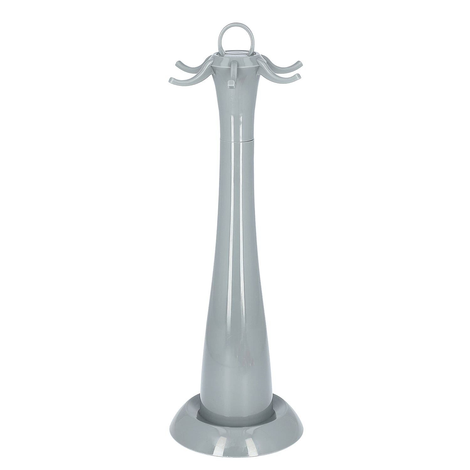 7 Piece Set - Kitchen Utensils (Includes Skimmer, Slotted Turner, Soup Ladle, Solid Spoon, Spaghetti Server, Slotted Spoon and Rotating Stand) - Red and Grey