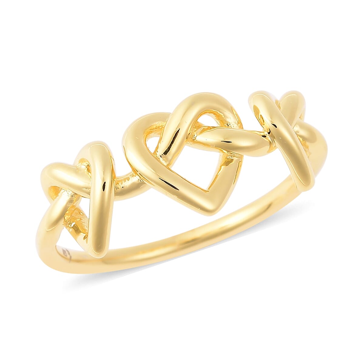 LucyQ Entwined Heart Ring in Yellow Gold Overlay Sterling Silver
