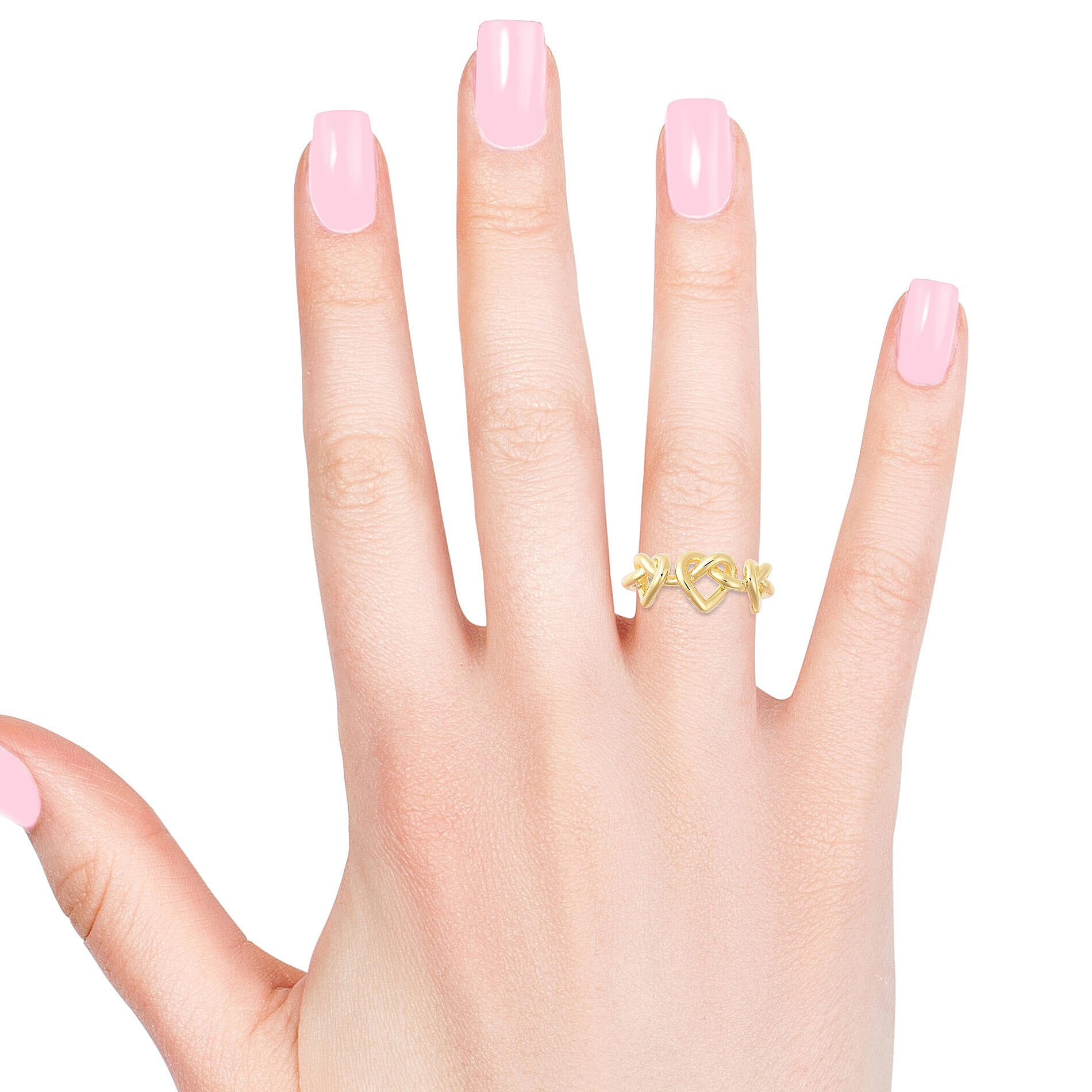 LucyQ Entwined Heart Ring in Yellow Gold Overlay Sterling Silver