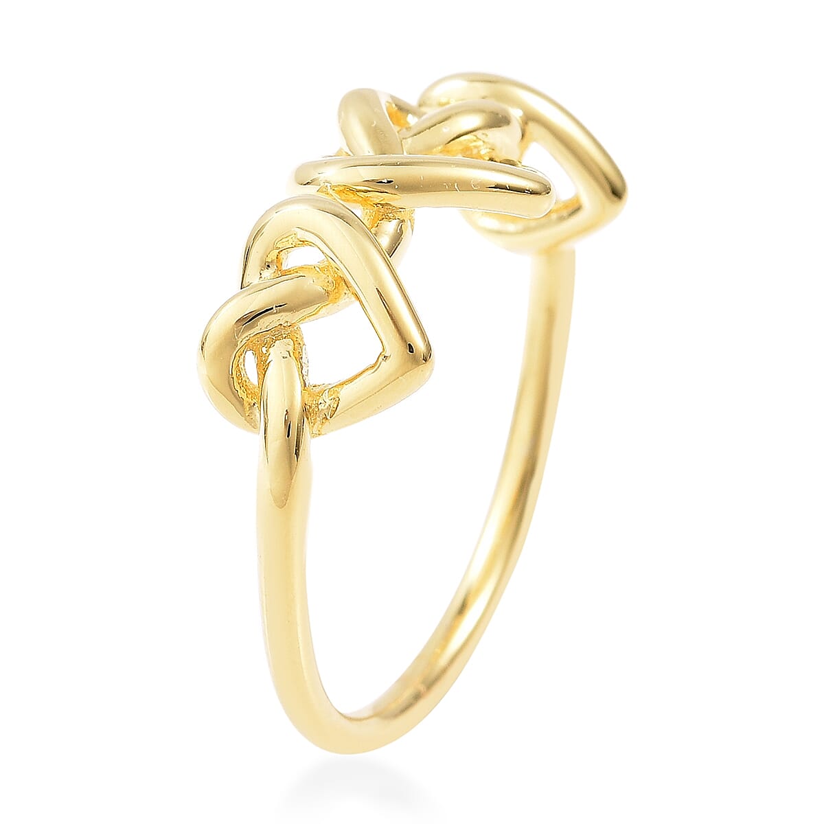 LucyQ Entwined Heart Ring in Yellow Gold Overlay Sterling Silver