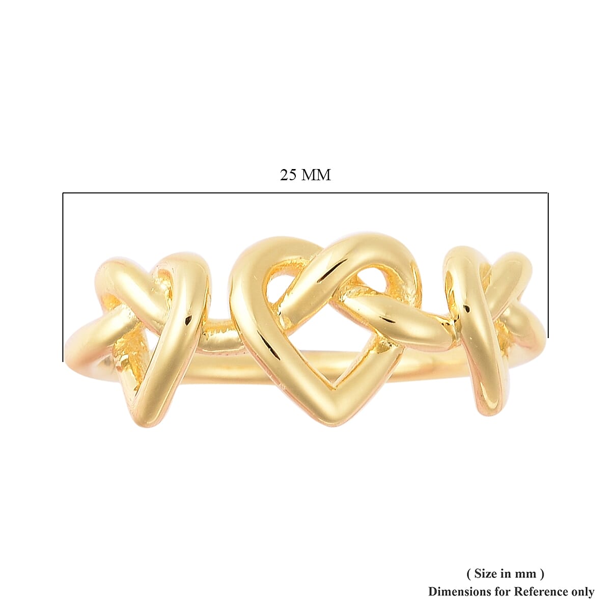 LucyQ Entwined Heart Ring in Yellow Gold Overlay Sterling Silver
