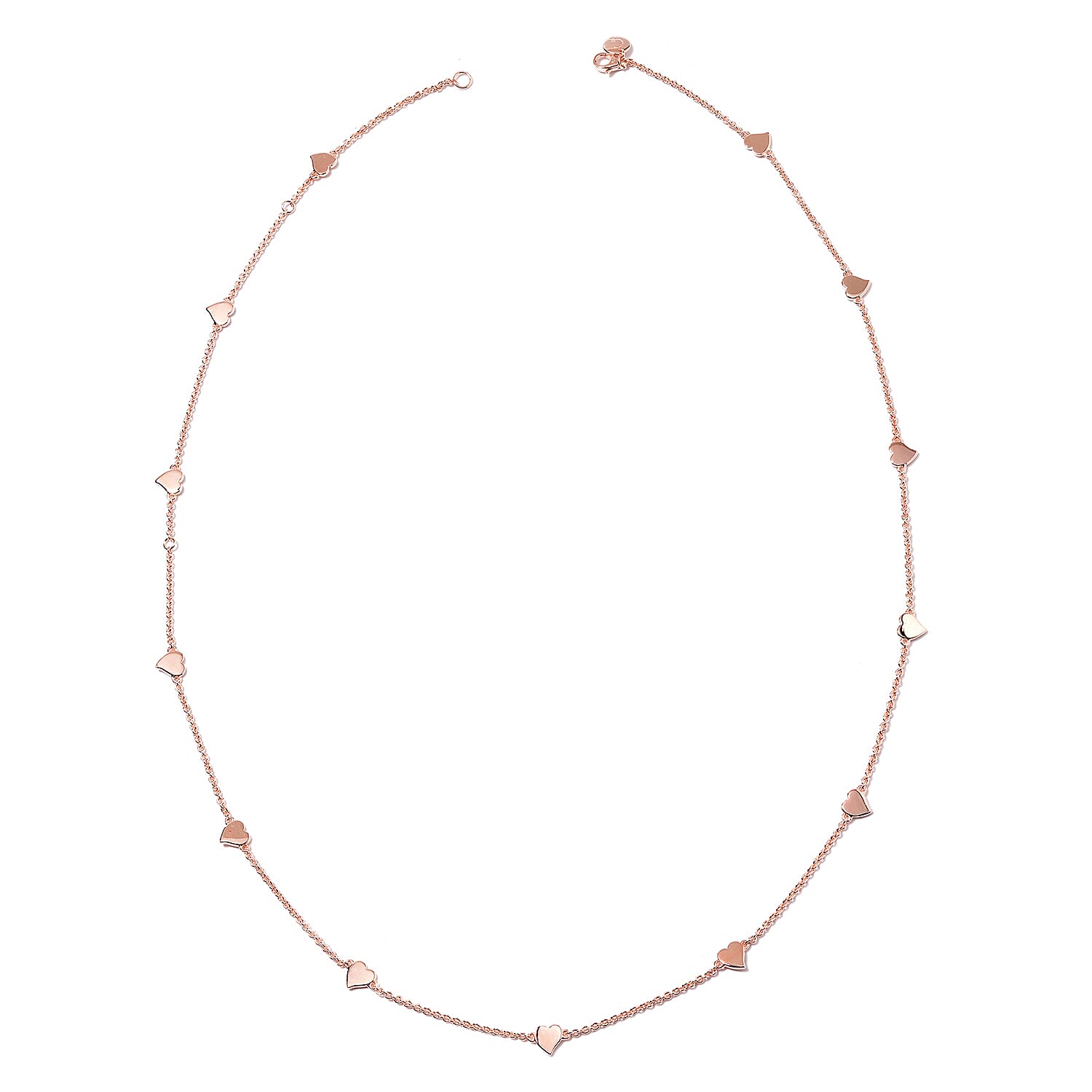 RACHEL GALLEY Heart Collection - Yellow Gold Overlay Sterling Silver Heart Station Necklace (Size 26), Silver wt 12.53 Gms