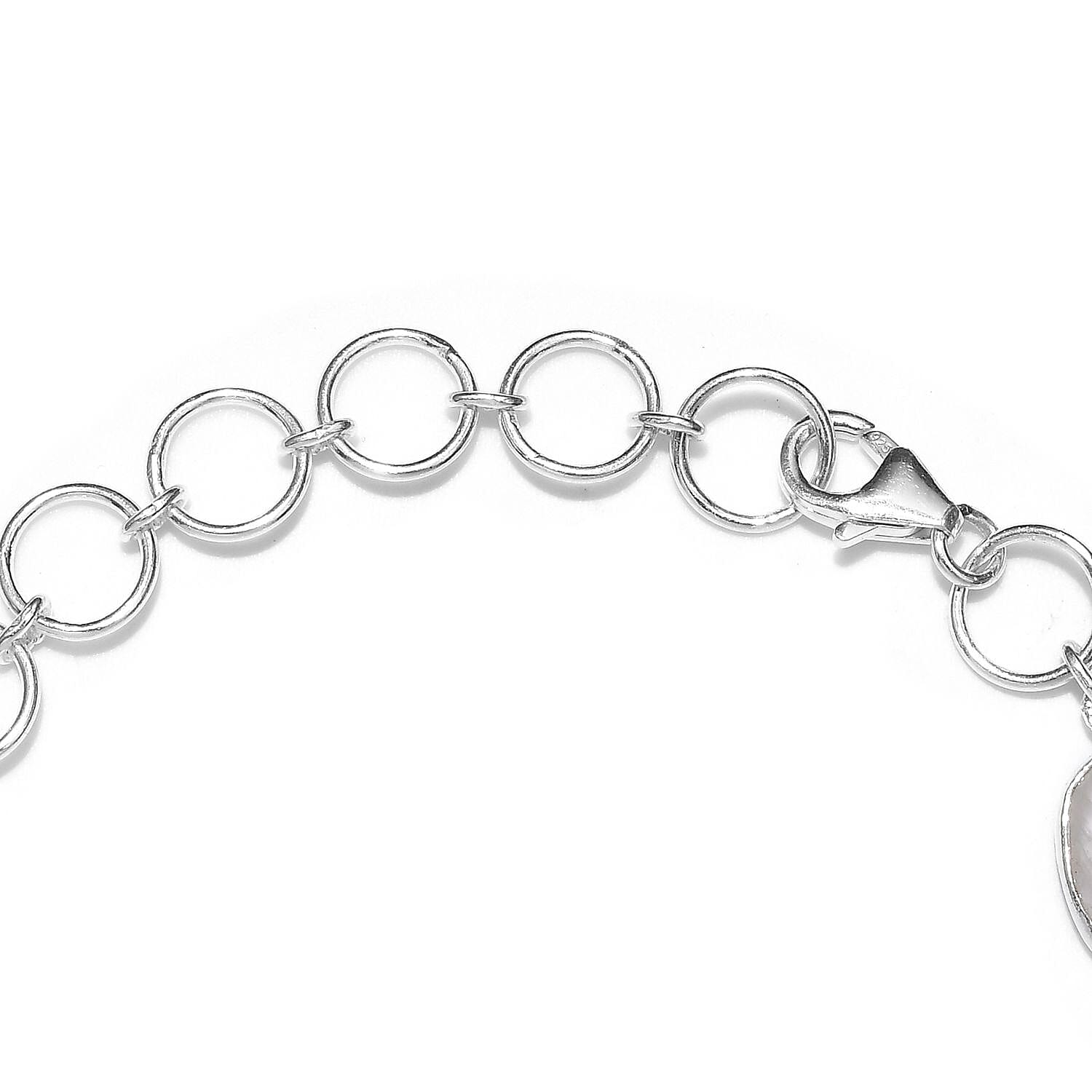 Artisan Crafted Rainbow Moonstone Bracelet (Size 8 with Extender) in Sterling Silver 30.98 Ct.