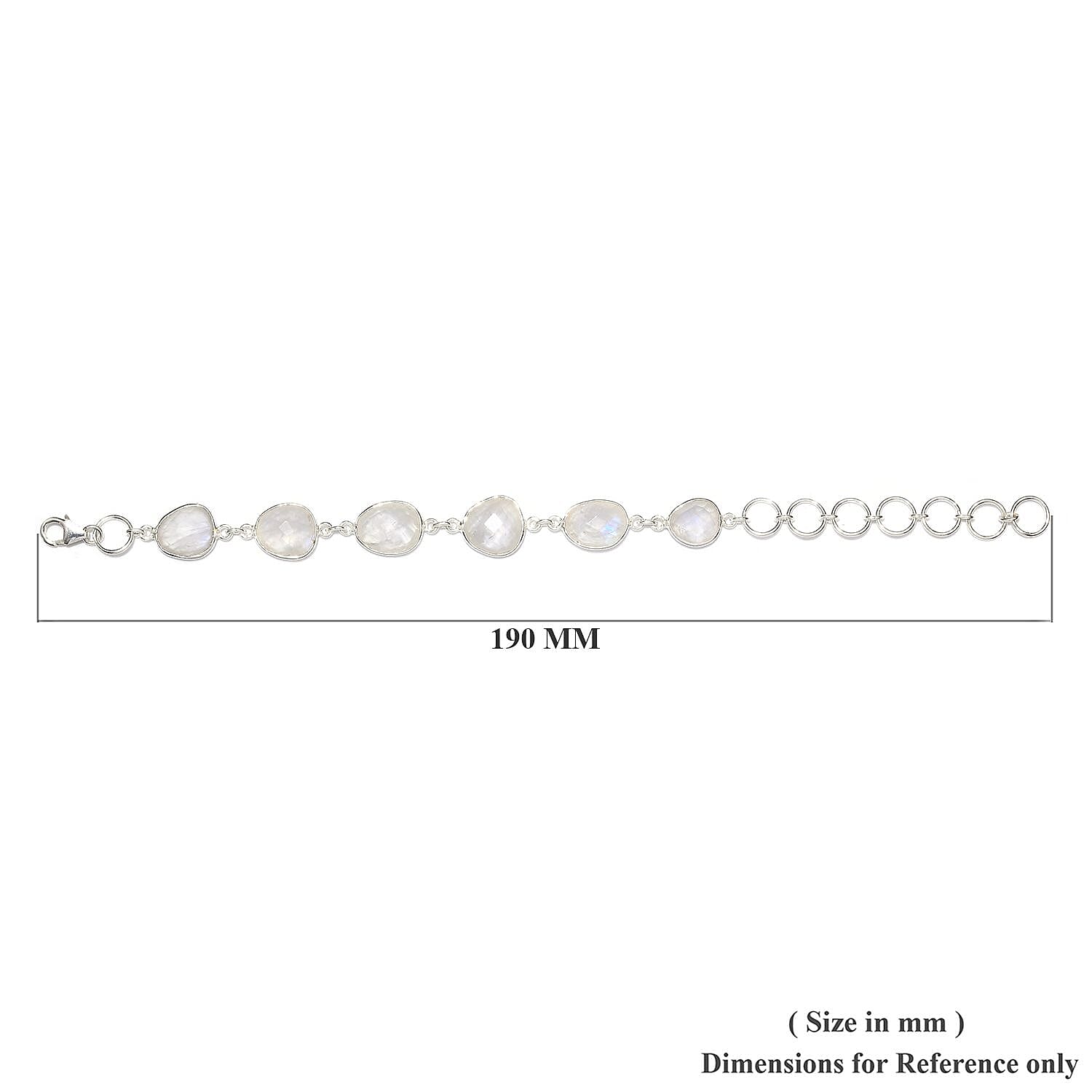 Artisan Crafted Rainbow Moonstone Bracelet (Size 8 with Extender) in Sterling Silver 30.98 Ct.