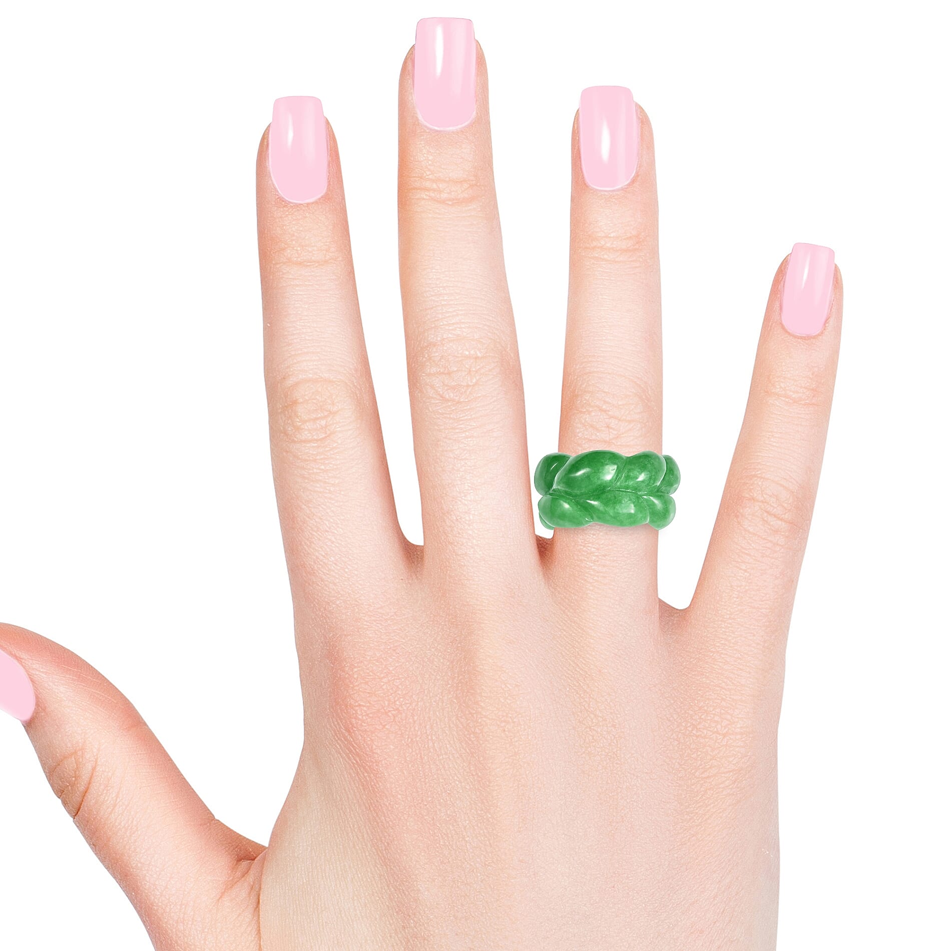 Green Jade Carved Braided Band Ring 42.50 Ct.