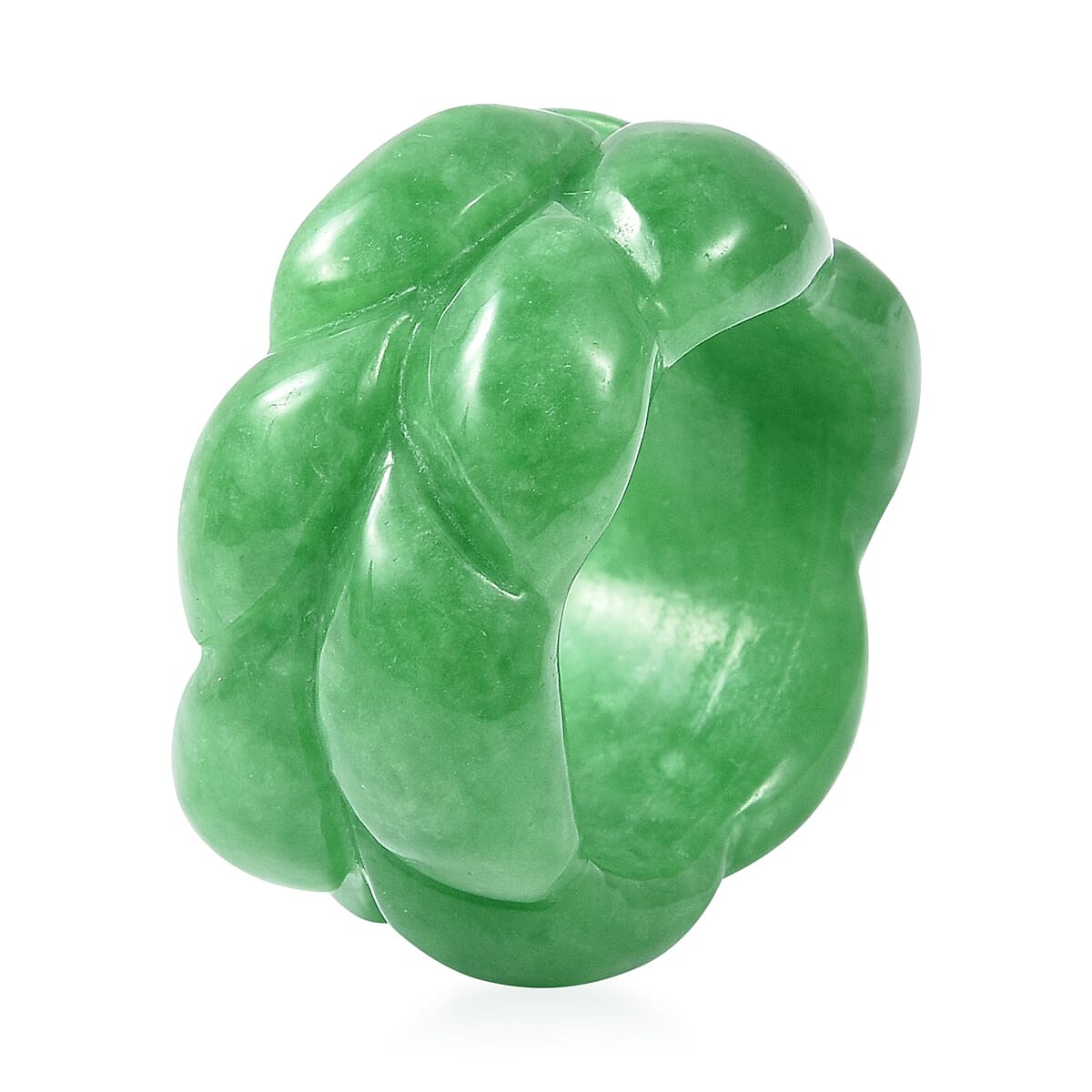 Green Jade Carved Braided Band Ring 42.50 Ct.