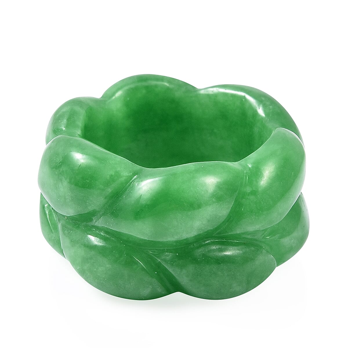 Green Jade Carved Braided Band Ring 42.50 Ct.