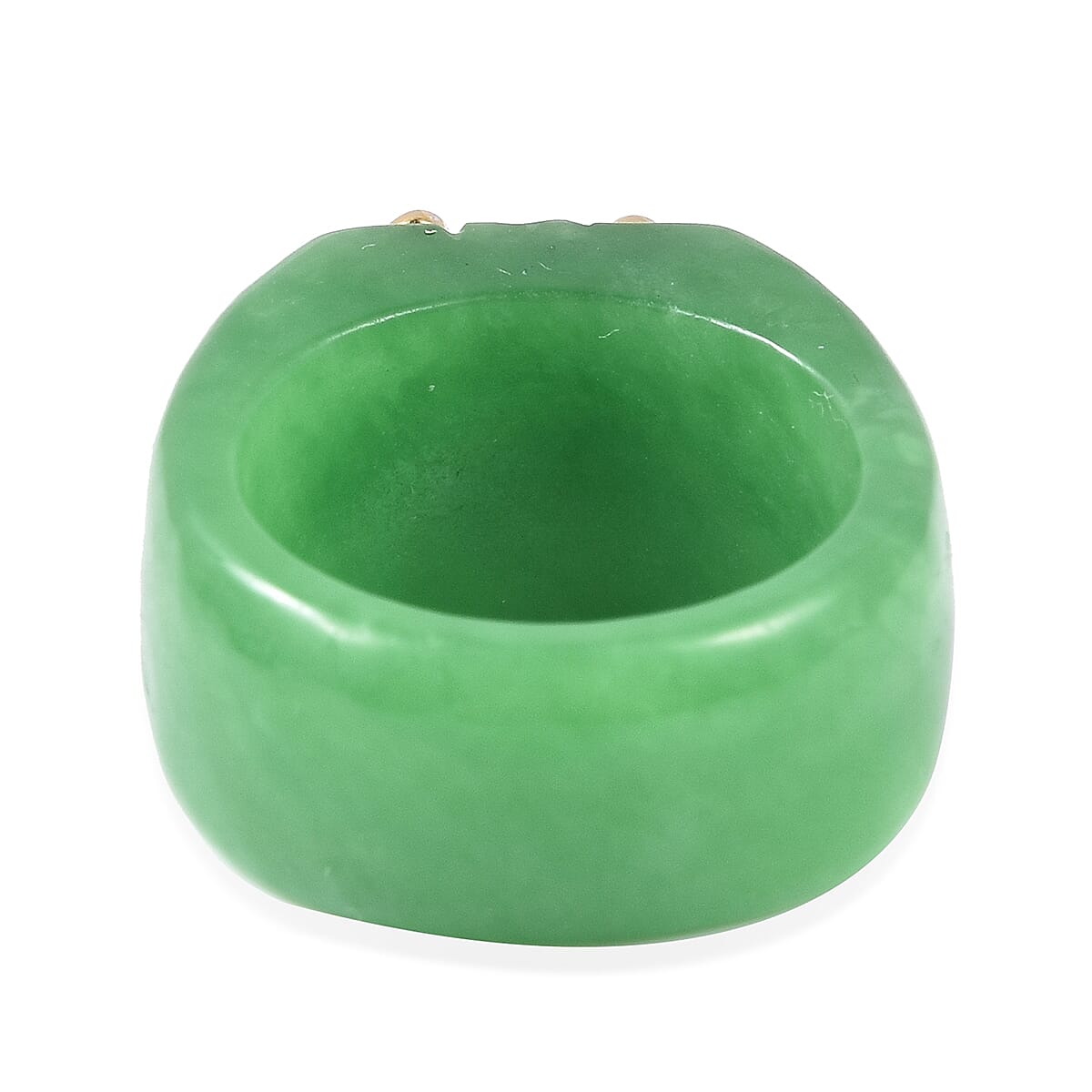 Carved Green Jade Butterfly Ring in Yellow Gold Overlay Sterling Silver 48.50 Ct.