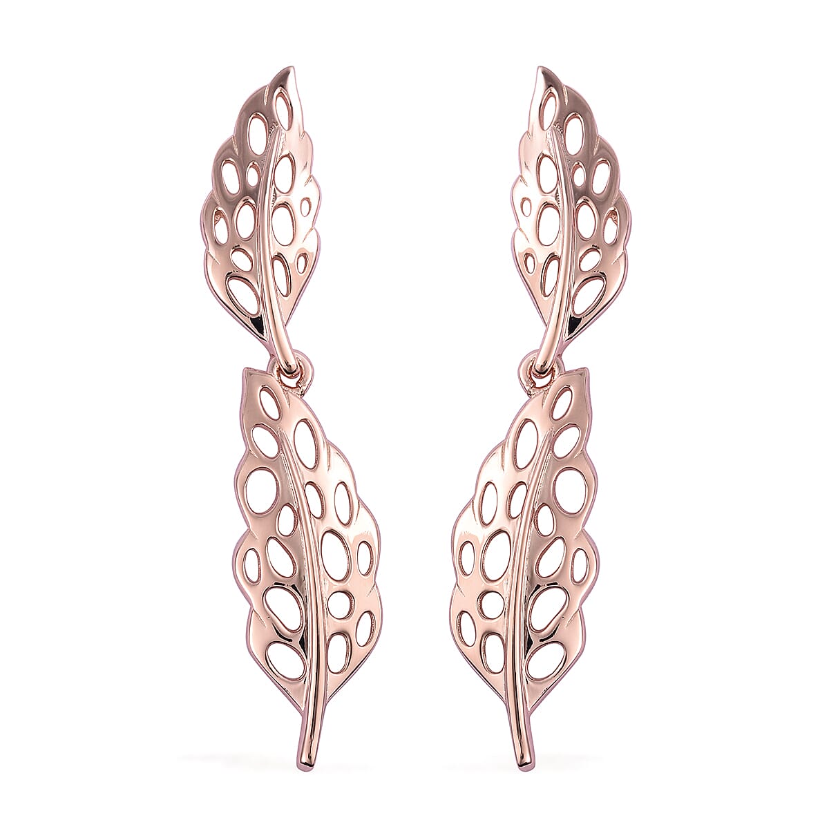 RACHEL GALLEY Rose Gold Overlay Sterling Silver Lattice Feather Earrings