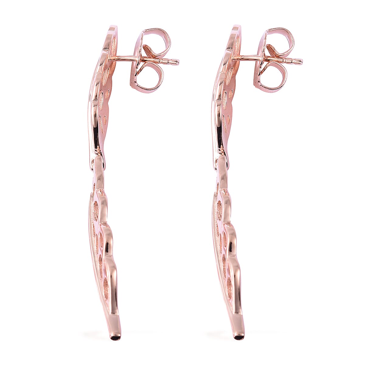 RACHEL GALLEY Rose Gold Overlay Sterling Silver Lattice Feather Earrings