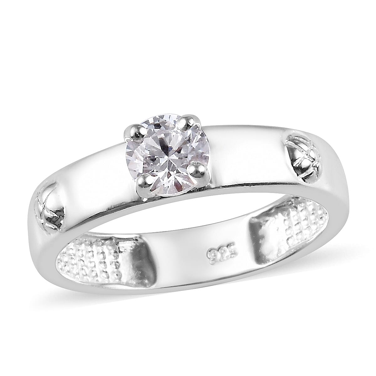 J Francis - Sterling Silver (Rnd) Ring Made with Finest CZ 0.58 Ct.
