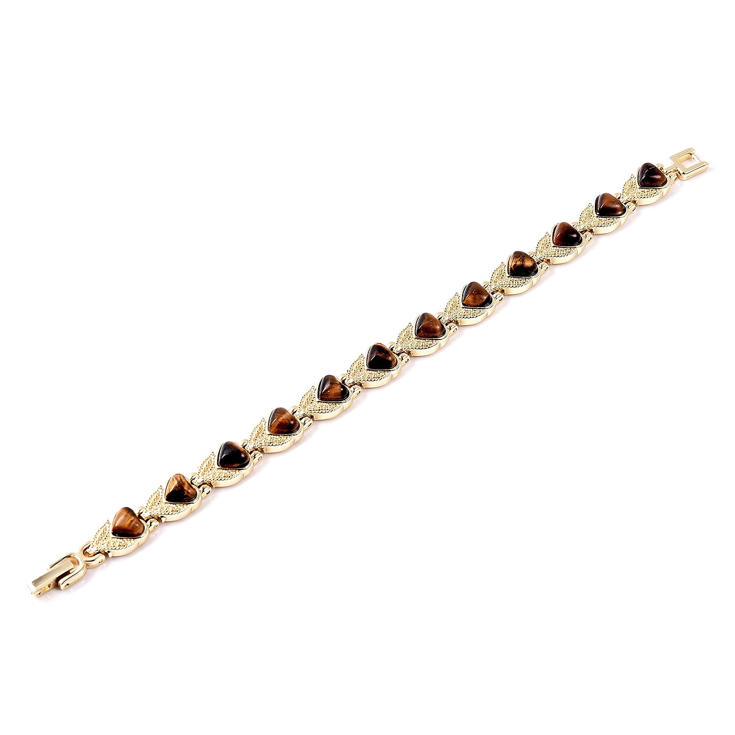 Yellow Tiger Eye (Hrt) Bracelet (Size 7.5) in Yellow Gold Tone 10.00 Ct. With Magnet