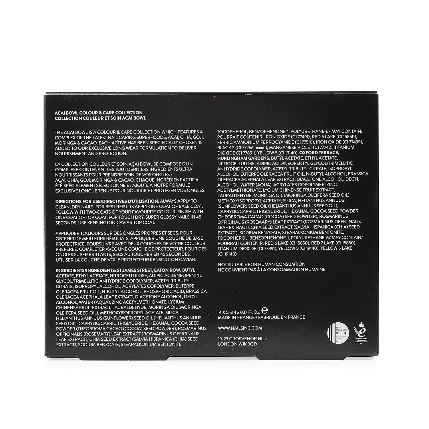 Nails Inc: Acai Bowl Set - 4 x 5ml polishes (Eaton Row, Oxford Terrace, St James Street and Hurlingham Gardens)