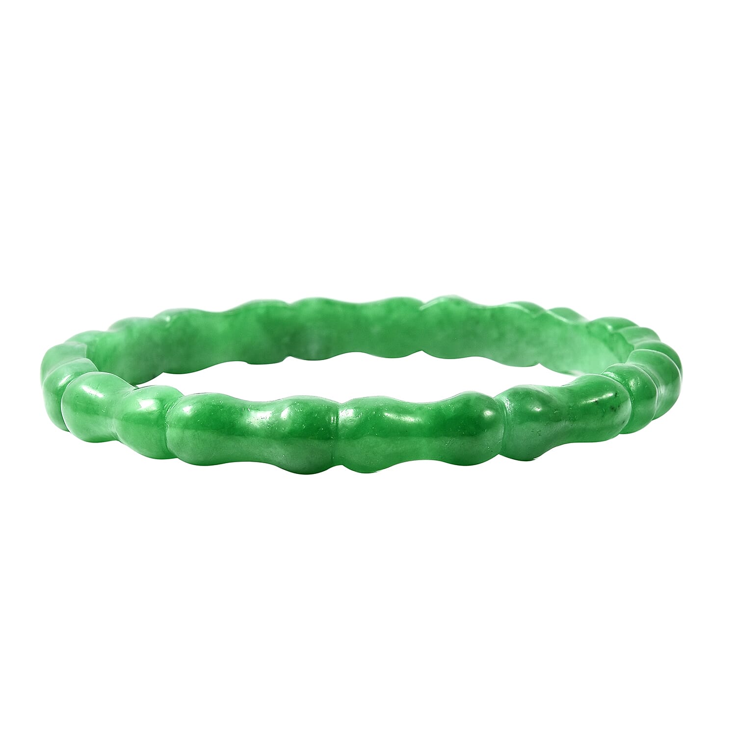 One Time Deal-Carved Green Jade Bamboo Bangle (Size 7.75) 109.00 Ct.