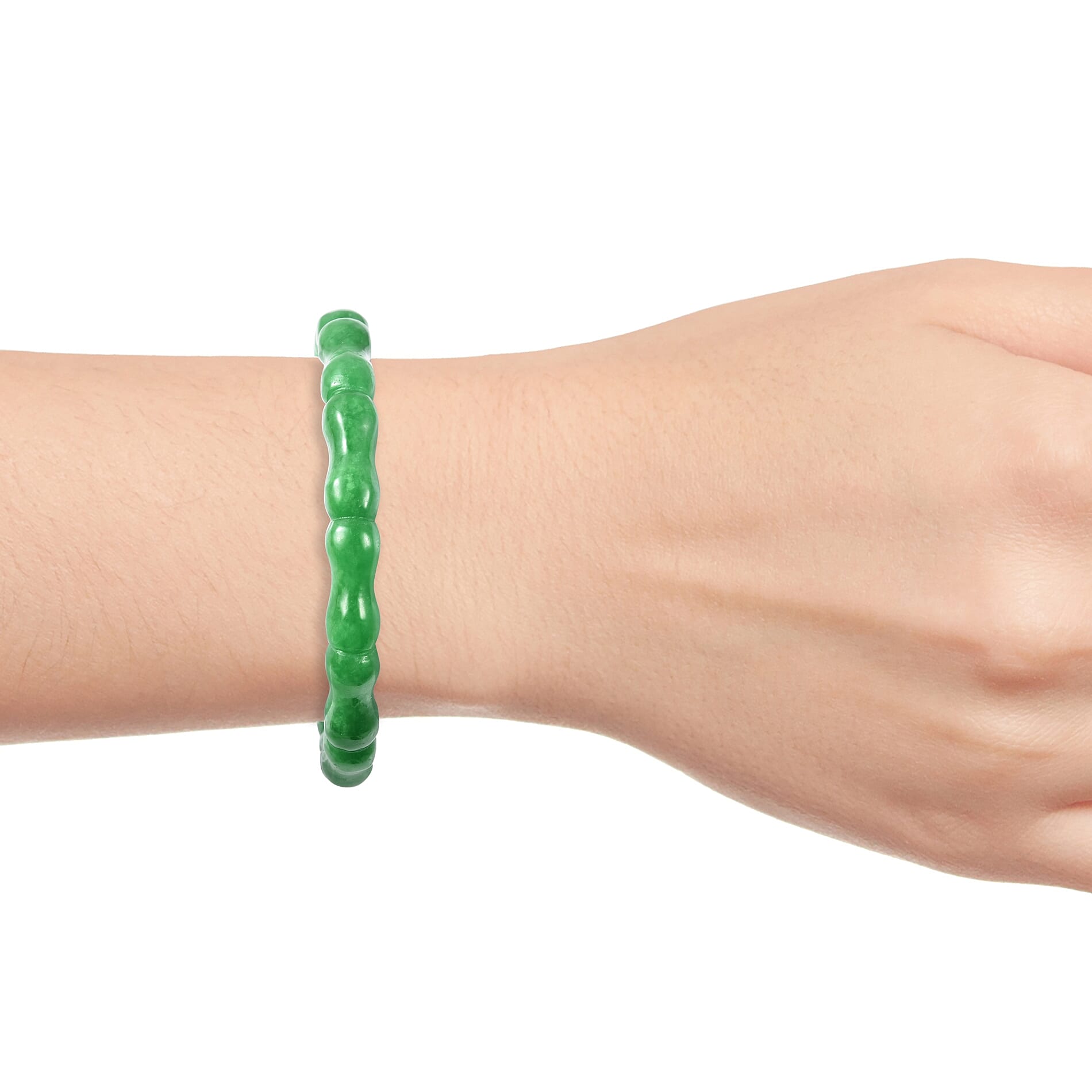 One Time Deal-Carved Green Jade Bamboo Bangle (Size 7.75) 109.00 Ct.