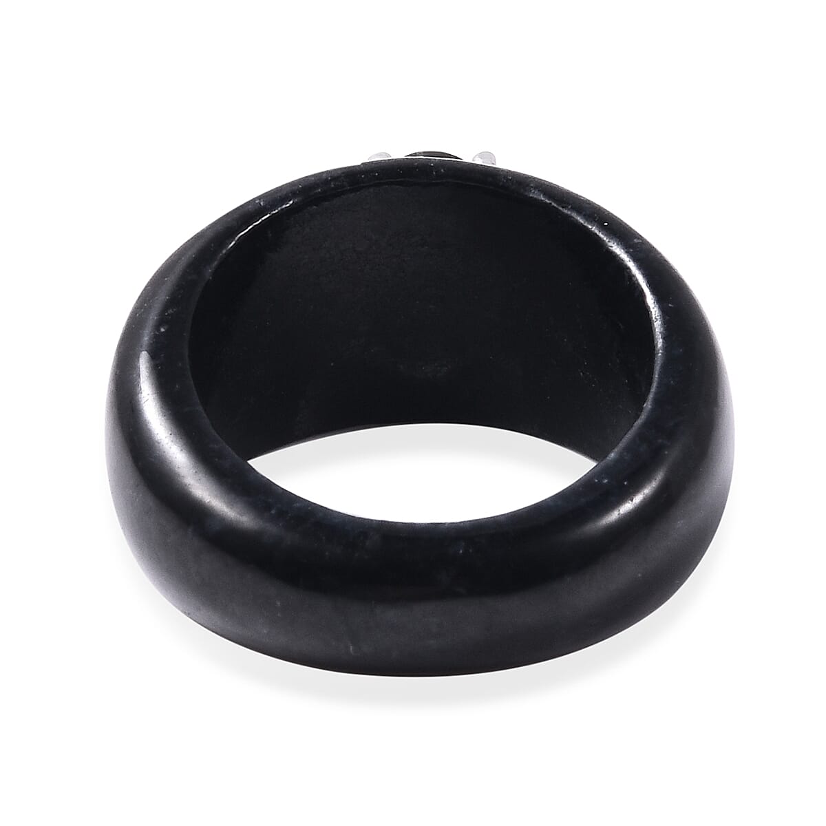 Black Jade and Elite Shungite Ring in Rhodium Overlay Sterling Silver 23.425 Ct.