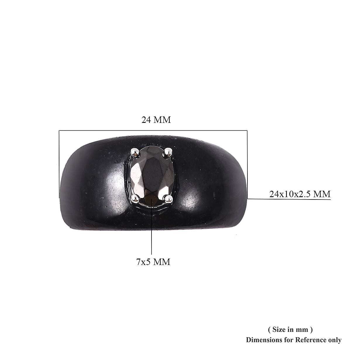 Black Jade and Elite Shungite Ring in Rhodium Overlay Sterling Silver 23.425 Ct.