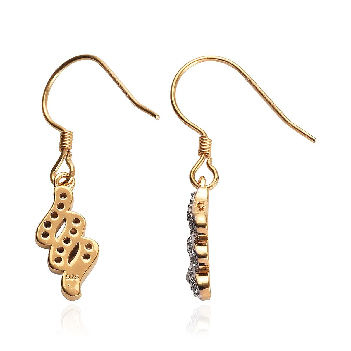 J Francis - 14K Gold Overlay Sterling Silver (Rnd) Hook Earrings Made with Finest CZ