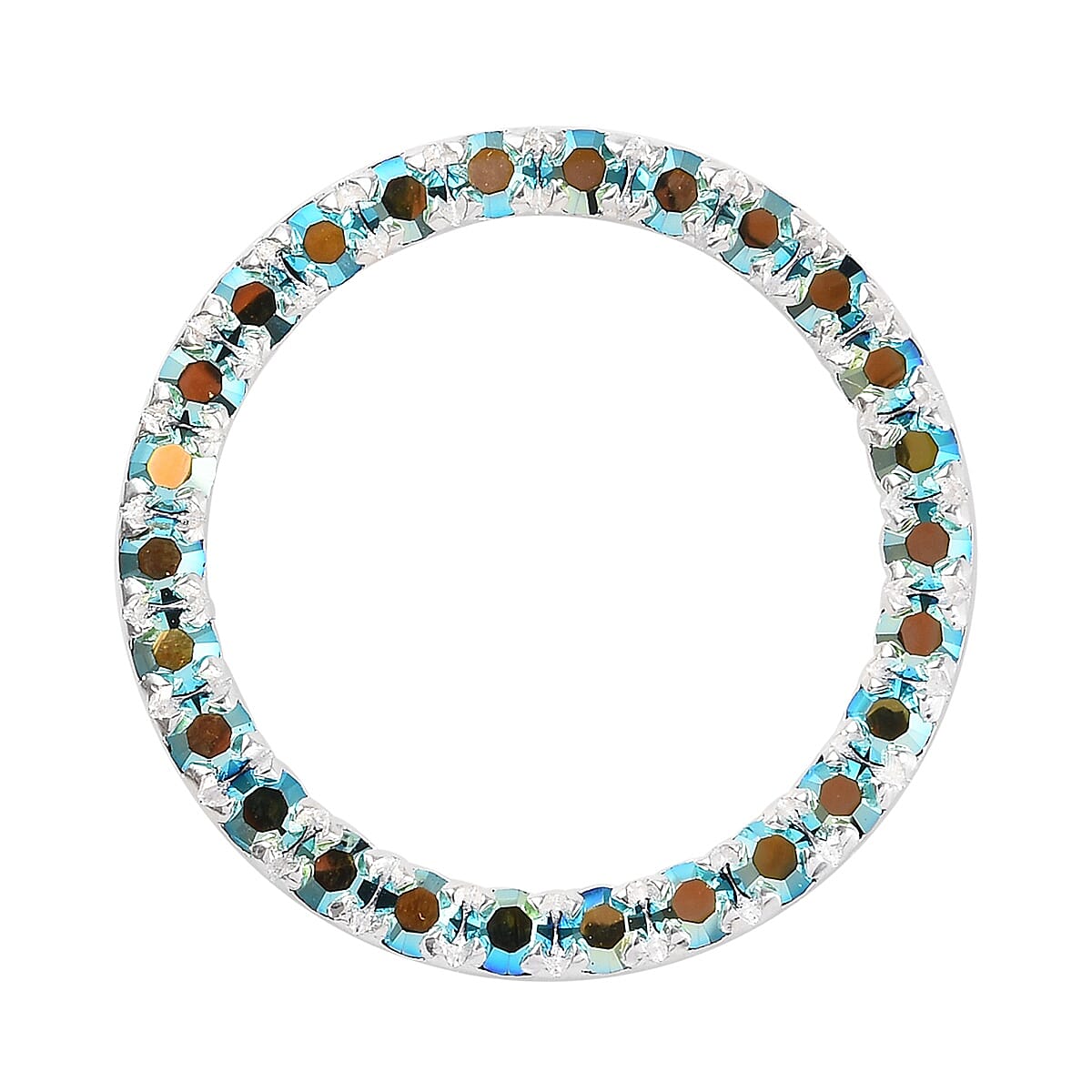 J Francis -  Aurore Boreale Crystal (Rnd)  Circle Pendant in Sterling Silver