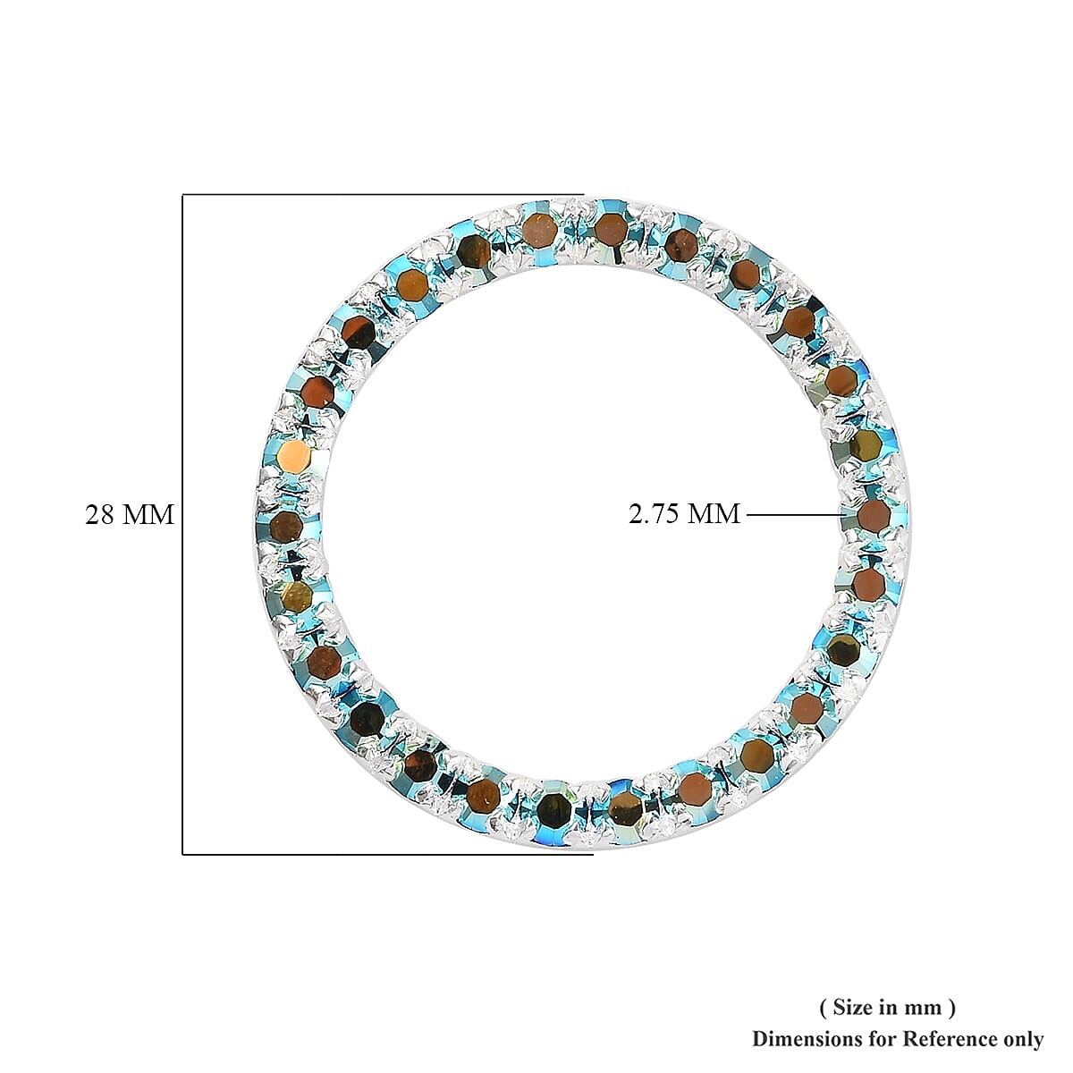 J Francis -  Aurore Boreale Crystal (Rnd)  Circle Pendant in Sterling Silver