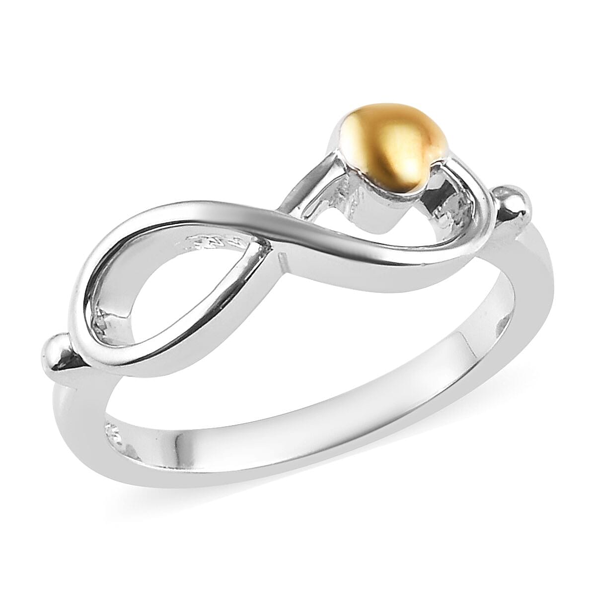 Platinum and Yellow Gold Overlay Sterling Silver Infinity Heart Ring