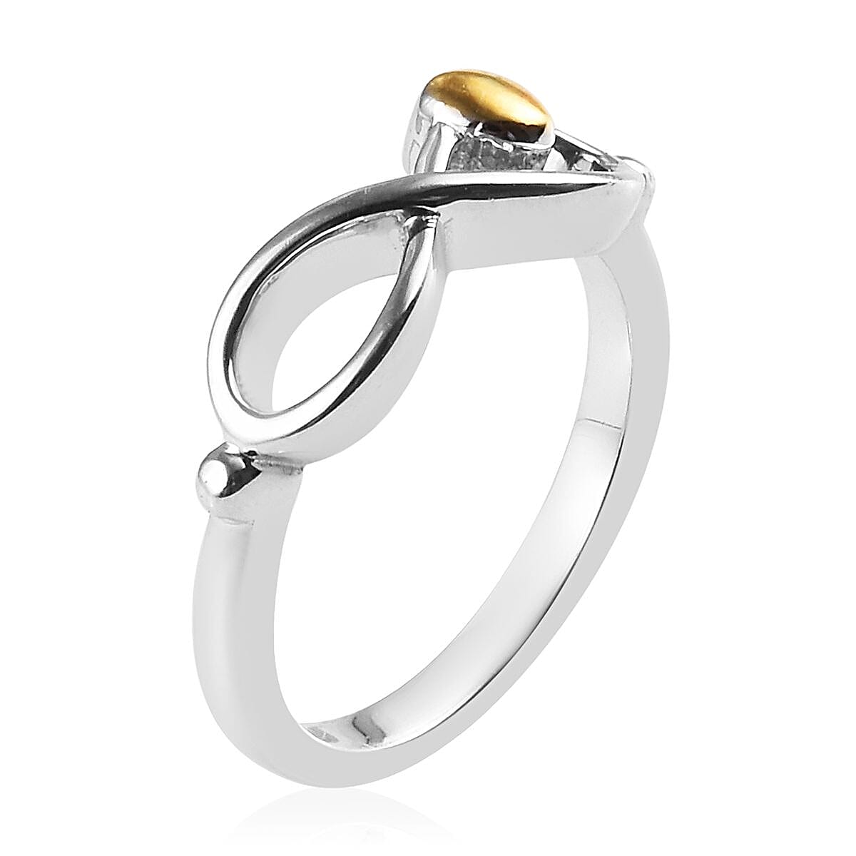 Platinum and Yellow Gold Overlay Sterling Silver Infinity Heart Ring