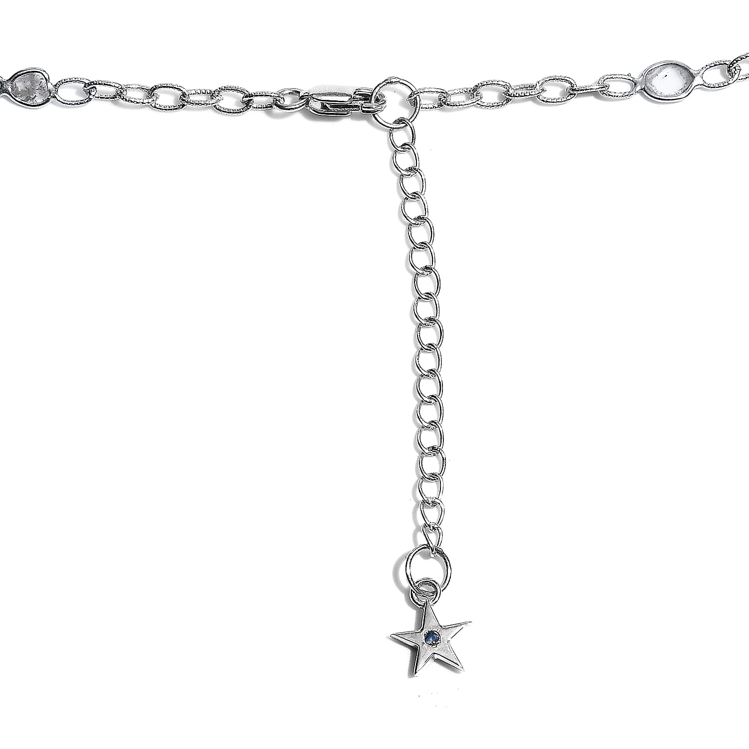 GP Polki Diamond and Blue Sapphire Necklace (Size 18 with 2 inch Extender) in Platinum Overlay Sterling Silver 2.03 Ct.