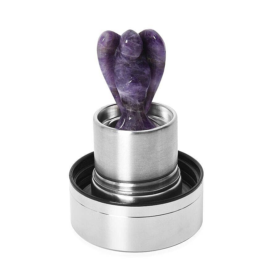 550 ML Amethyst Angel Figurine Crystal Elixir Water Bottle with Stainless Steel Cap (Size 24.5x6.5 Cm)