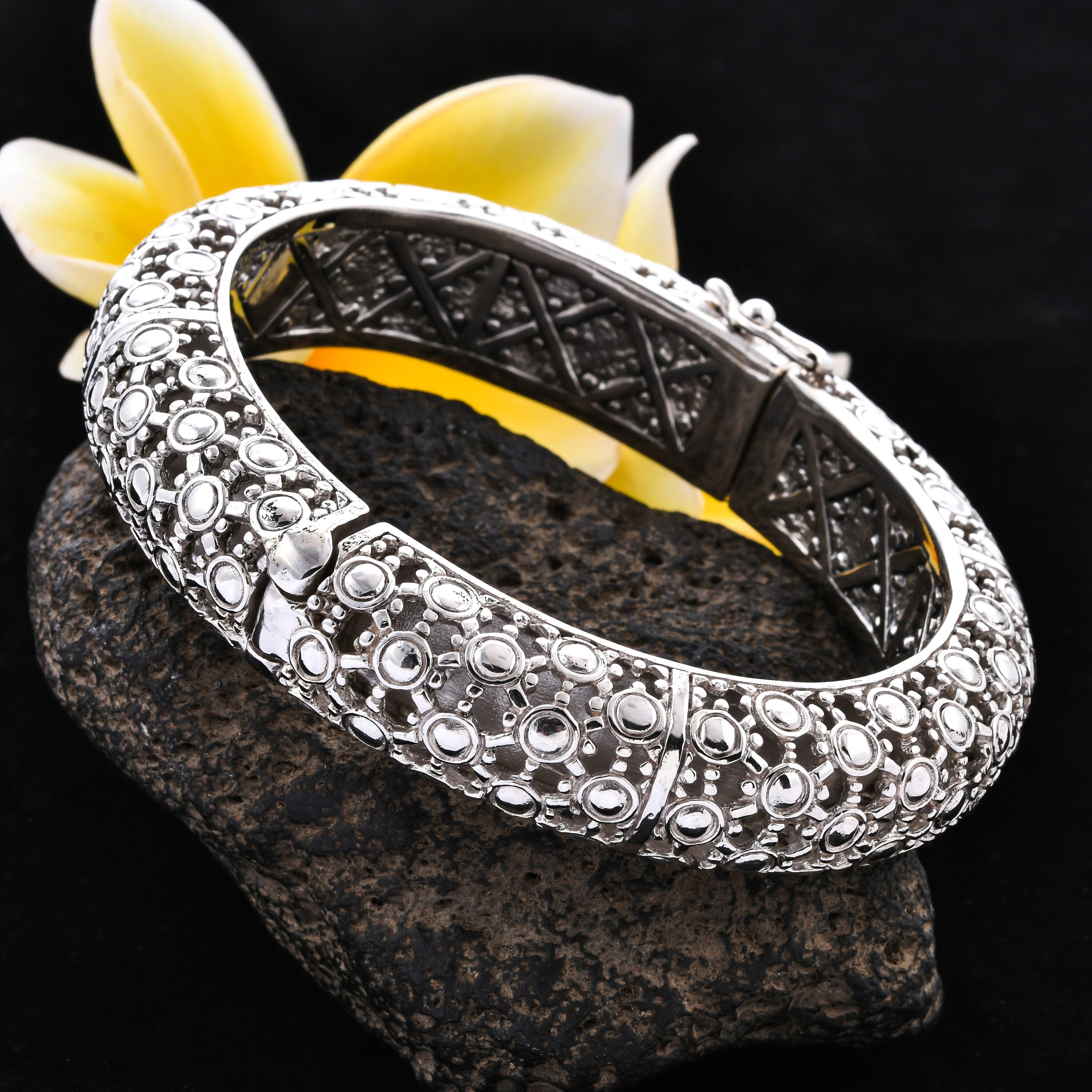 Royal Bali Collection - Sterling Silver Bangle (Size 7.50), Silver wt 87.13 Gms